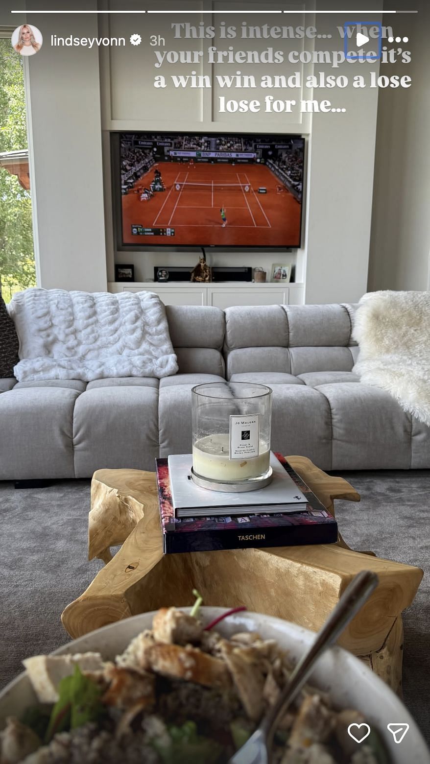 Vonn expresses her thoughts on the match | Instagram@lindseyvonn